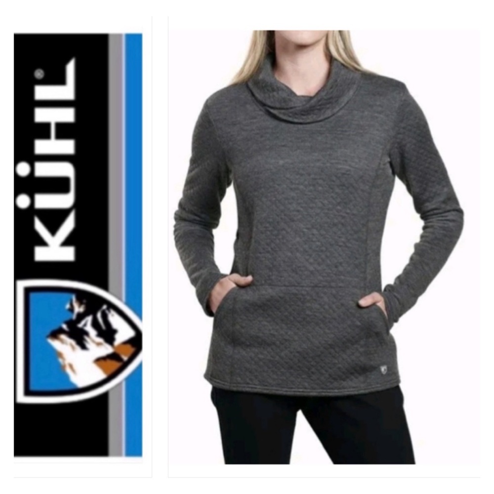 Kuhl Athena Pullover Cowl Neck Wool Blend Sweater Charcoal Grey Women's Large